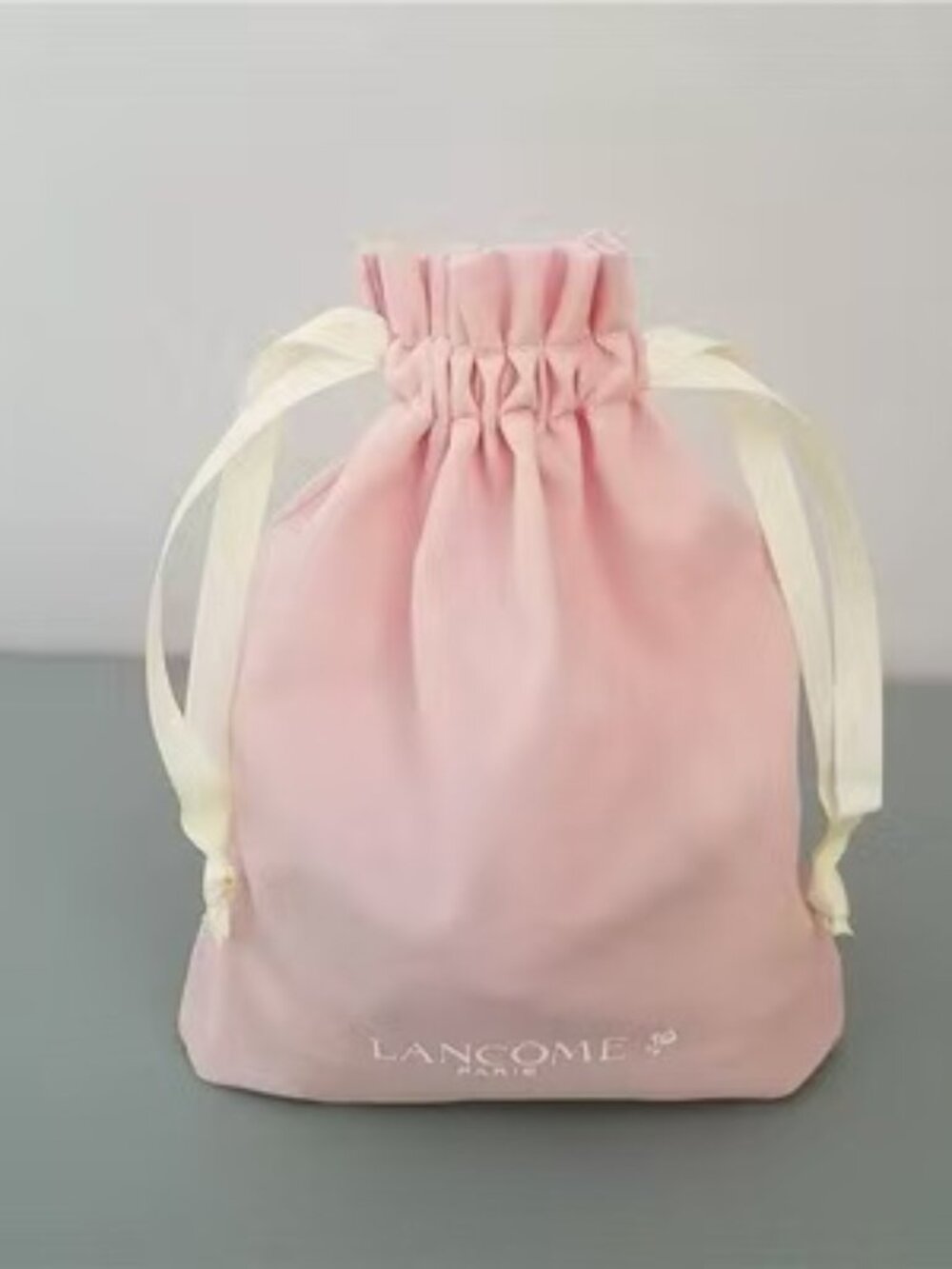 Lancôme Paris soft velvet pink drawstring pouch